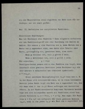 Kapitel II. Definition der analytischen Funktionen.
