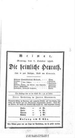 Die heimliche Heurath