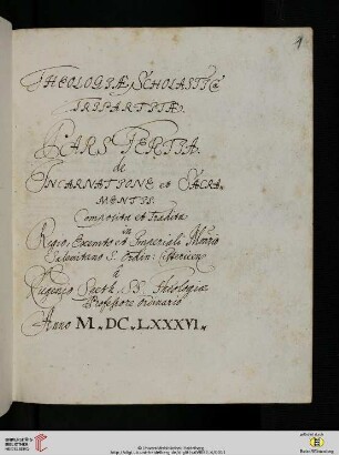 1–849 Eugenius Speth, Theologia scholastica tripartita, Vorlesungsmanuskript