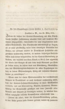 An den Staatskanzler Herrn Fürsten v. Hardenberg