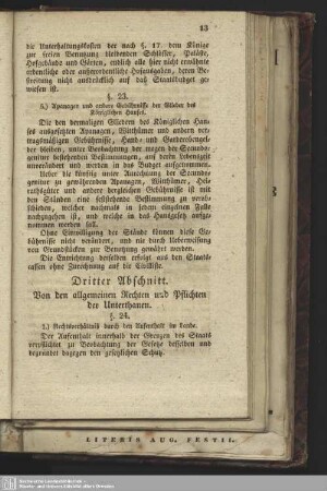Dritter Abschnitt. Von den allgemeinen Rechten und Pflichten der Unterthanen