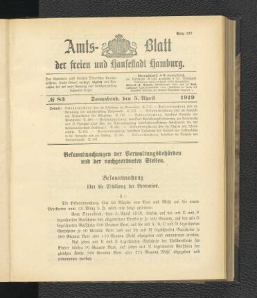 No.83, Sonnabend, den 5. April 1919