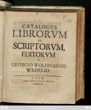 Catalogvs Librorvm Et Scriptorvm