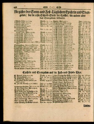 Register der Sonn- und Fest-Täglichen Episteln und Evangelien,...