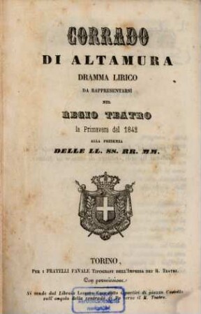 Corrado di Altamura : Dramma lirico da rappresentarsi nel Regio Teatro la primavera del 1842