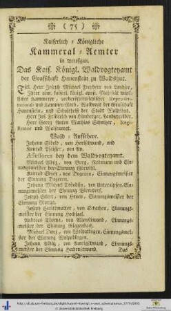 Kaiserlich-Königliche Kammeral-Aemter in Breyßgau.