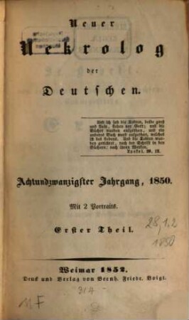 Neuer Nekrolog der Deutschen. 28, 28. 1850 (1852)