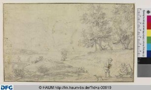 Landschaft mit zwei Bauern im Gespräch