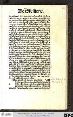 [O]stenso de confessione que est et qualis debeat esse restat ostendere de confessore, et primo quomodo debeat se habere ad confitentem.