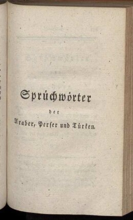 Sprüchwörter der Araber, Perser und Türken.
