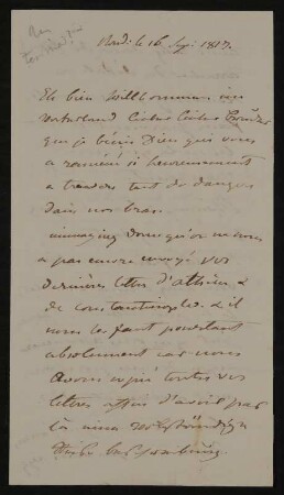 Brief von Caroline Landgräfin von Hessen-Homburg an Ludwig Wilhelm von Hessen-Homburg