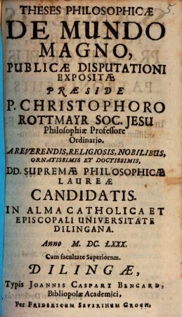 Theses philosophicae de mundo magno