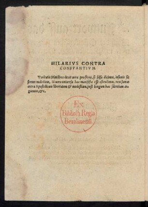 Hilarius Contra Constantium.