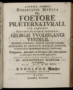 Dissertatio Medica De Foetore Praeternaturali