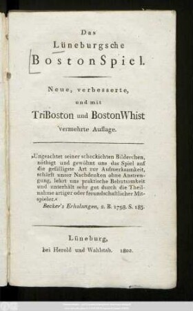 Das Lüneburgsche BostonSpiel