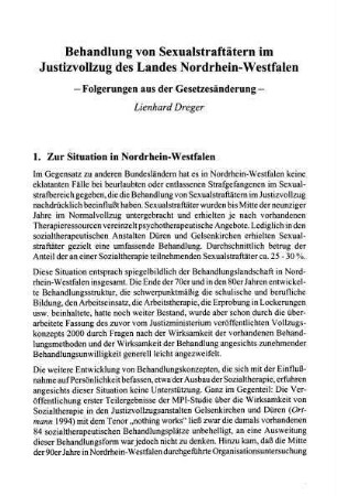 129-136, Behandlung von Sexualstraftätern im Justizvollzug des Landes Nordrhein-Westfalen - Folgerungen aus der Gesetzesänderung