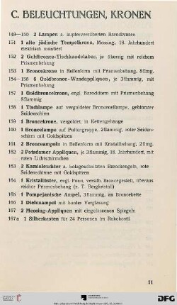 C,. Beleuchtungen, Kronen (Nr. 149-167)