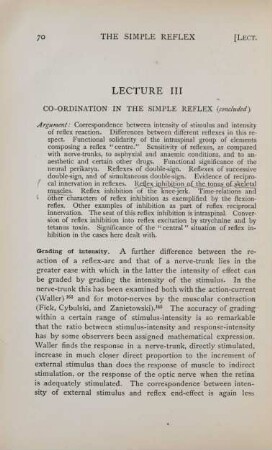 Lecture III. Co-ordination in the simple reflex (continued)