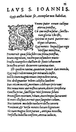 Lavs S. Ioannis. Quis auctor huius sit, exemplar non habebat.