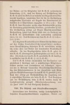 VIII. Die Schluß- und Strafbestimmungen.