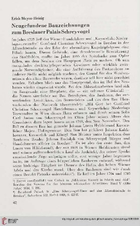 1: Neugefundene Bauzeichnungen zum Breslauer Palais Schreyvogel