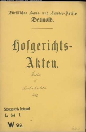 Walter zu Hüntrup gegen Reuterbartold (Rüterbartold) - Verpfändetes Land