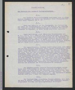 Geschäftsordnung des Kartells der Landes- und Provinzialverbände - zur Verbreitung der Ideen der Frauenbewegung