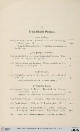 IV. Französische Porträts (Nr. 628 - 810)