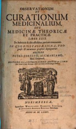 Observationum Et Curationum Medicinalium, Sive Medicinae Theoricae Et Practicae Liber XXIX. : De Arthritide & aliis affectibus partium externarum. In Quo Eius Causae, Signa, Prognosis & curationes graphice depinguntur