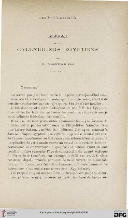 3.Ser. 3.1892: Essai sur les calendriers égyptiens, [1]