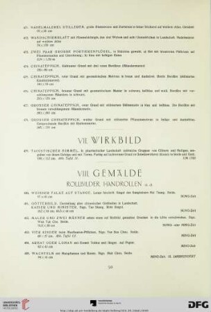 VIII. Gemälde, Rollbilder, Handrollen u.a. (Nr. 480-510)