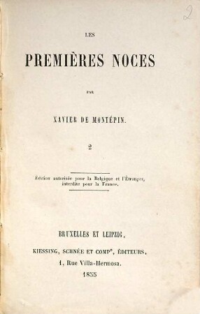 Les premières noces, 2