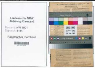 Entnazifizierung Bernhard Rademacher, geb. 16.08.1895 (Schneider)