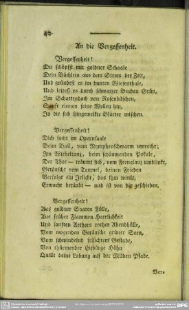 An die Vergessenheit
