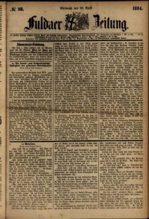 Ausgabe vom Mittwoch, den 30. April 1884.