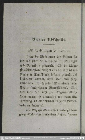 Vierter Abschnitt. Die Wohnungen der Bienen
