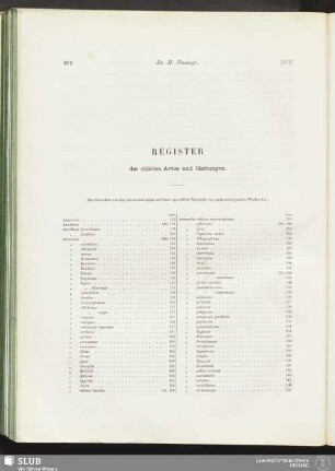 Register der citirten Arten und Gattungen