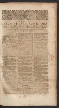 Index Rerum Et Verborum In Quatuor Partibus Huius Jurisprudentiae Forensis Romano Saxonicae Contentorum, ...