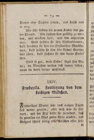 XXIV. Friederika. Fortsetzung von dem fleißigen Mädchen