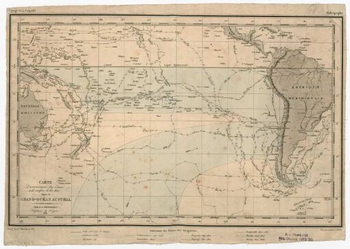 Carte du mouvement des Eaux à la surface de la Mer dans le Grand-Océan Austral