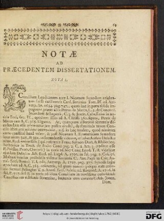 Notae ad praecendentem dissertationem