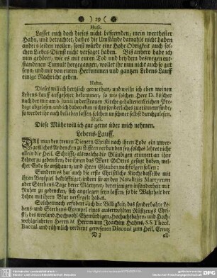 Lebenslauf : Lebens-Lauff