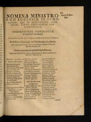 829-833, Ministri Ecclesiae in dicecesi Wittenb.; ... - XXV
