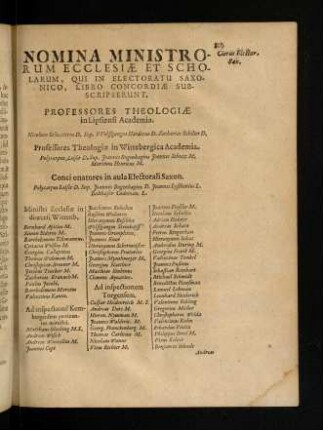 829-833, Ministri Ecclesiae in dicecesi Wittenb.; ... - XXV