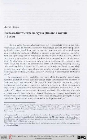 Późnośredniowieczne naczynia gliniane z zamku w Pucku