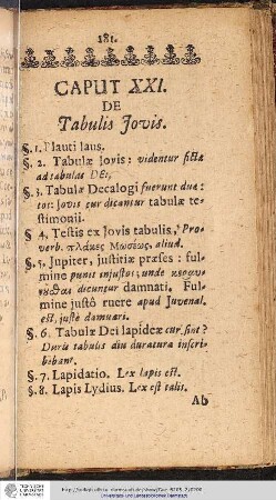 CAPUT XXI. DE Tabulis Jovis.