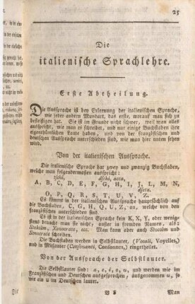 Die italienische Sprachlehre. Erste Abtheilung.