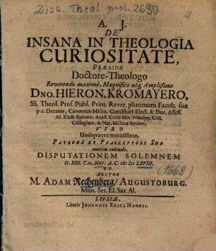 De Insana In Theologica Curiositate