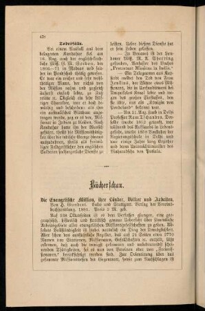 478-479, Rez. zu: Die Evangelische Mission...