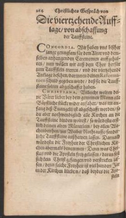 Die viertzehende Aufflage/ von abschaffung der Tauffsteine.